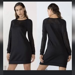 Fabletics Tilly Neoprene Sweatshirt Mini Dress Black Size Medium